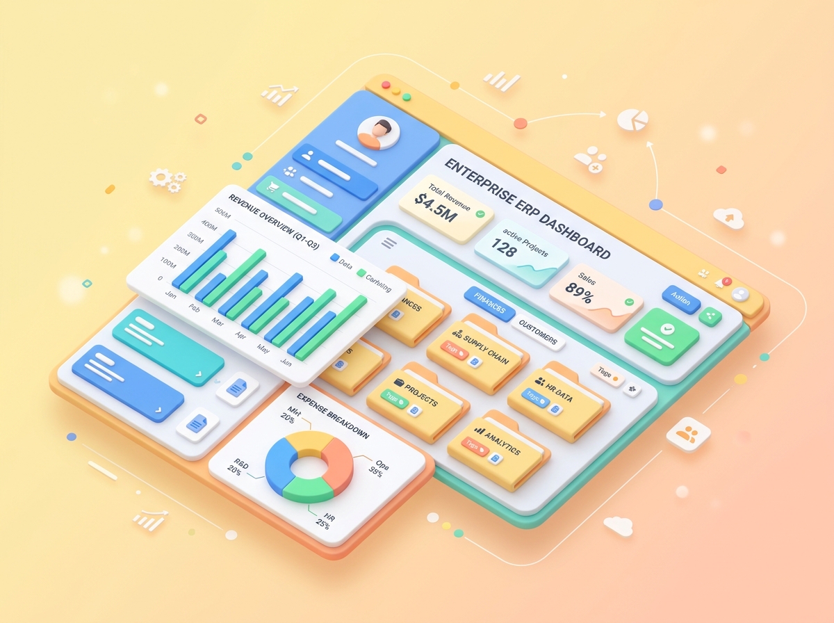 Business System 3D Illustration